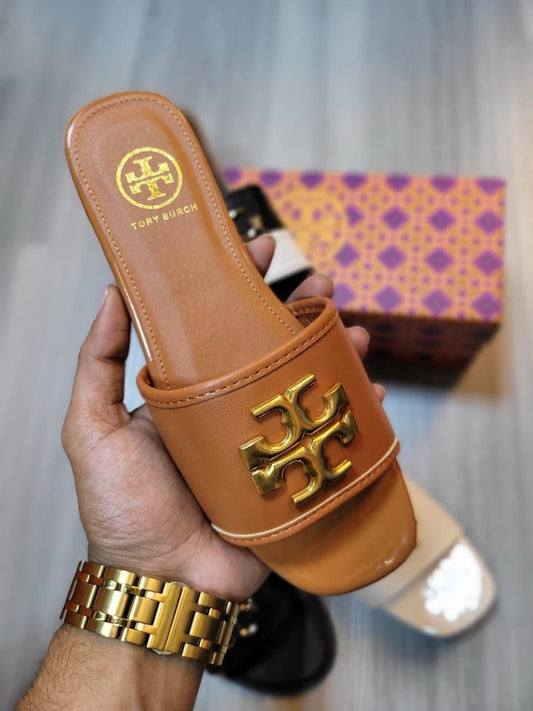 TORY LEATHER FLAT SLIPPER